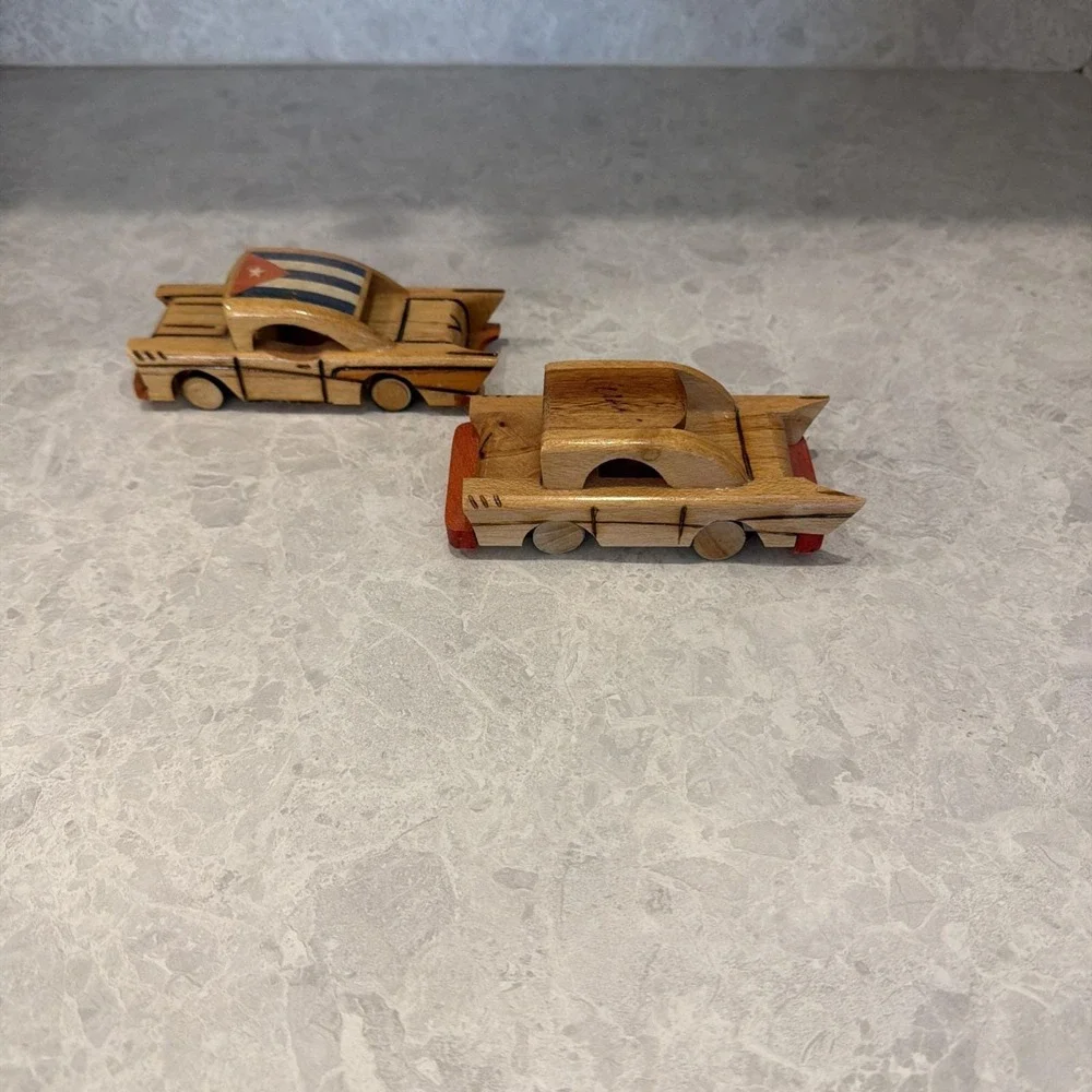 Handcrafted Vintage Cuban Souvenir Wooden Cars